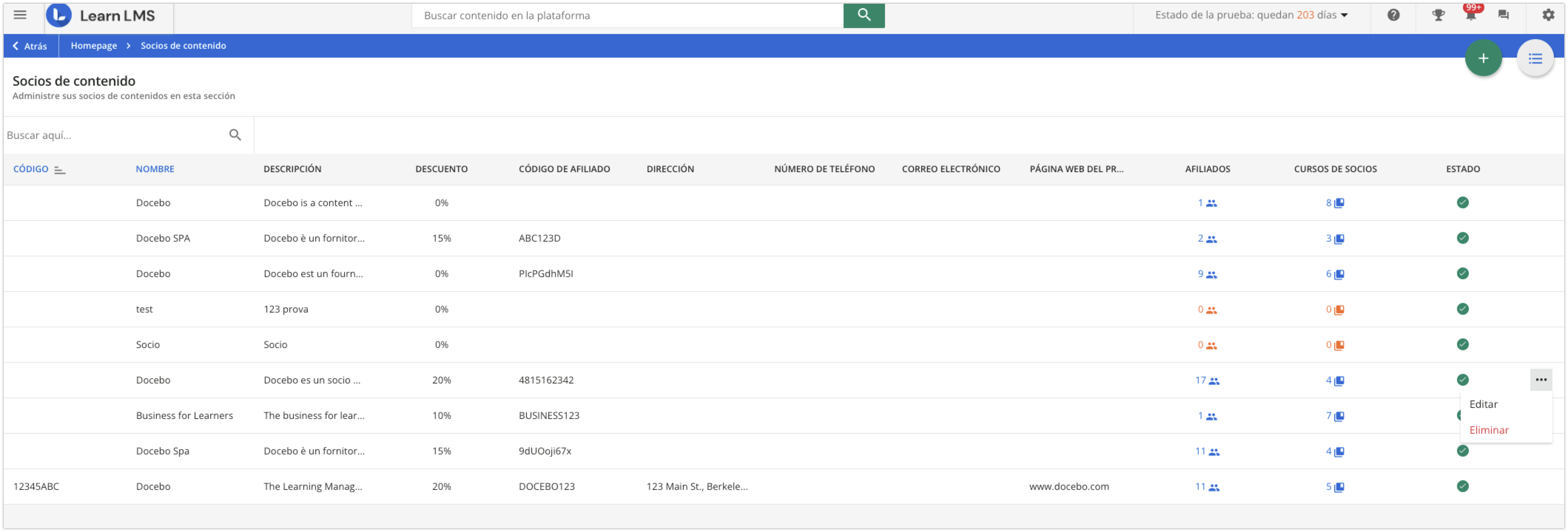 Gestión de los socios de contenido