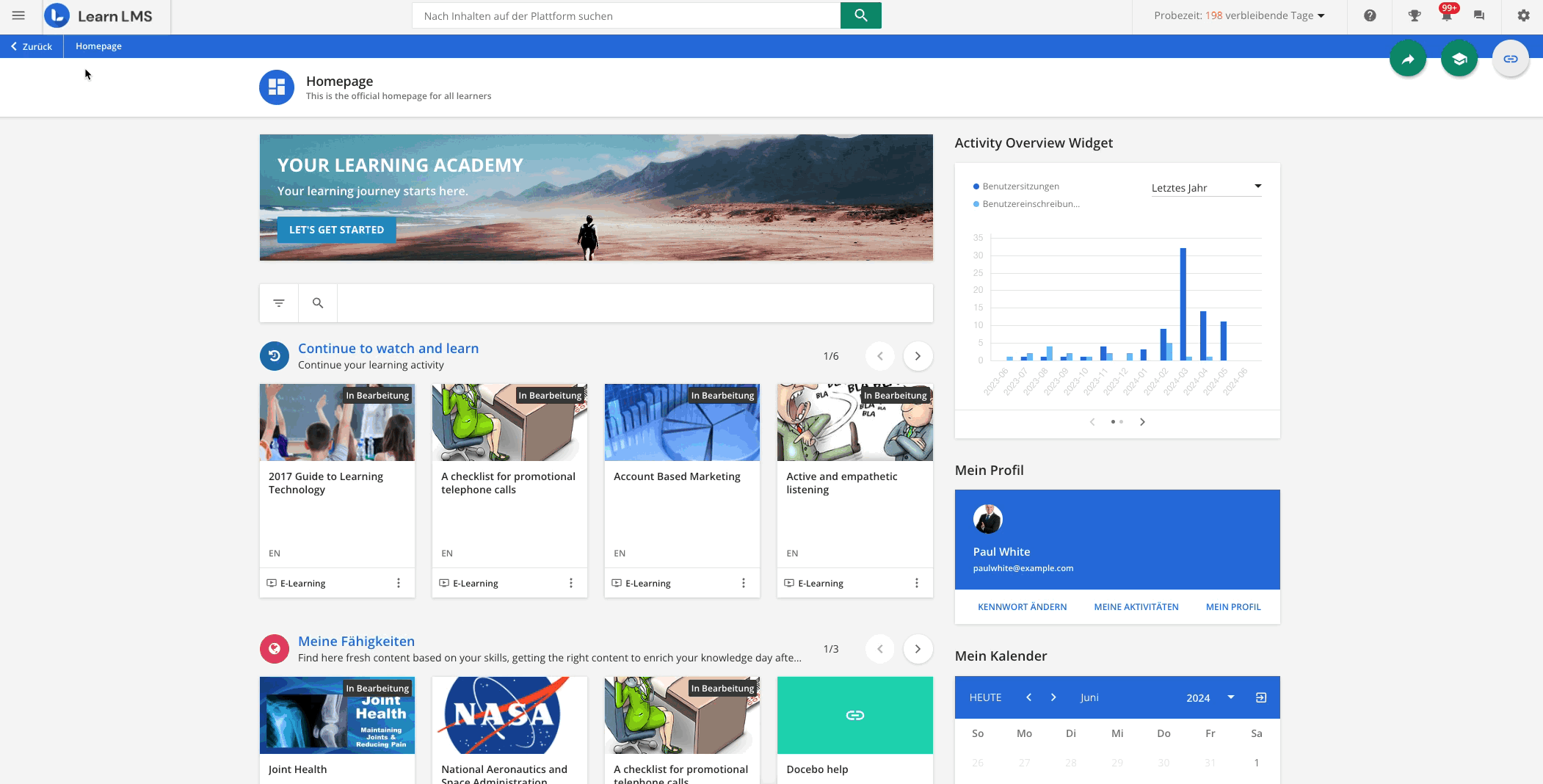 Wiedergabelisten mit der neuen Kursseite