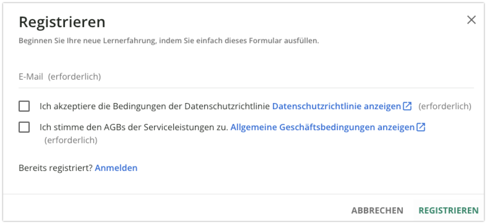 Registrierungsformular