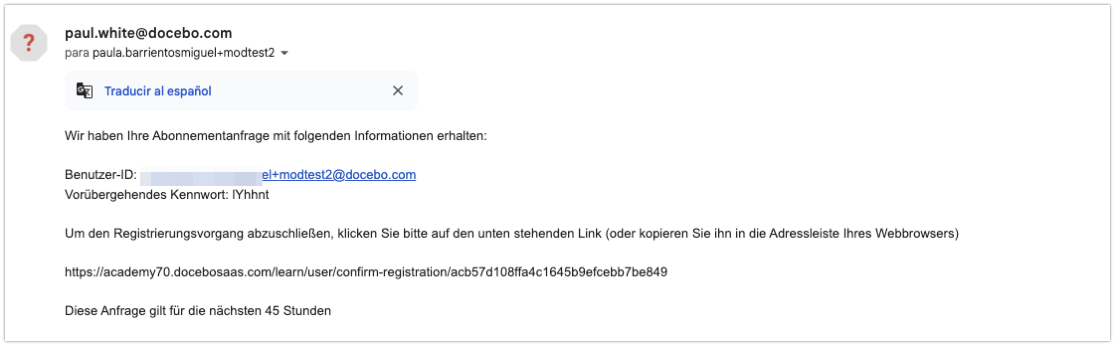 E-Mail mit Bestätigungslink bei moderierter Selbstregistrierung