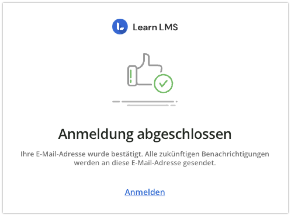 Anmeldung abgeschlossen