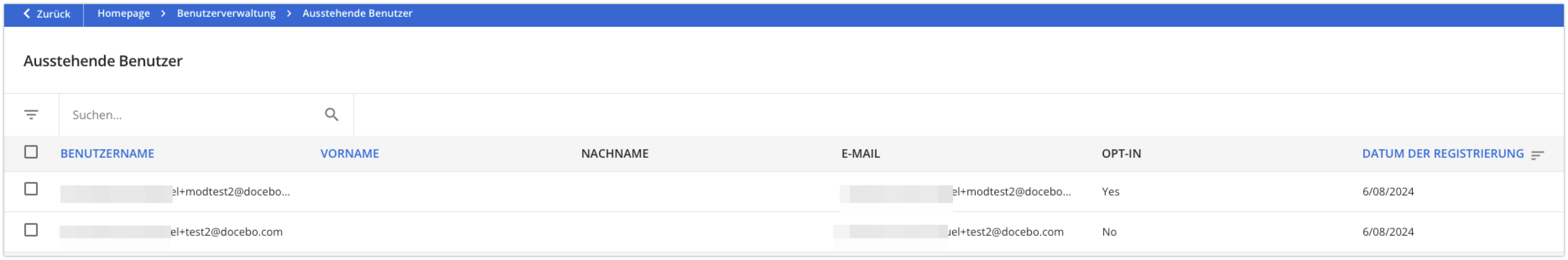 Opt-in unter den ausstehenden Benutzern