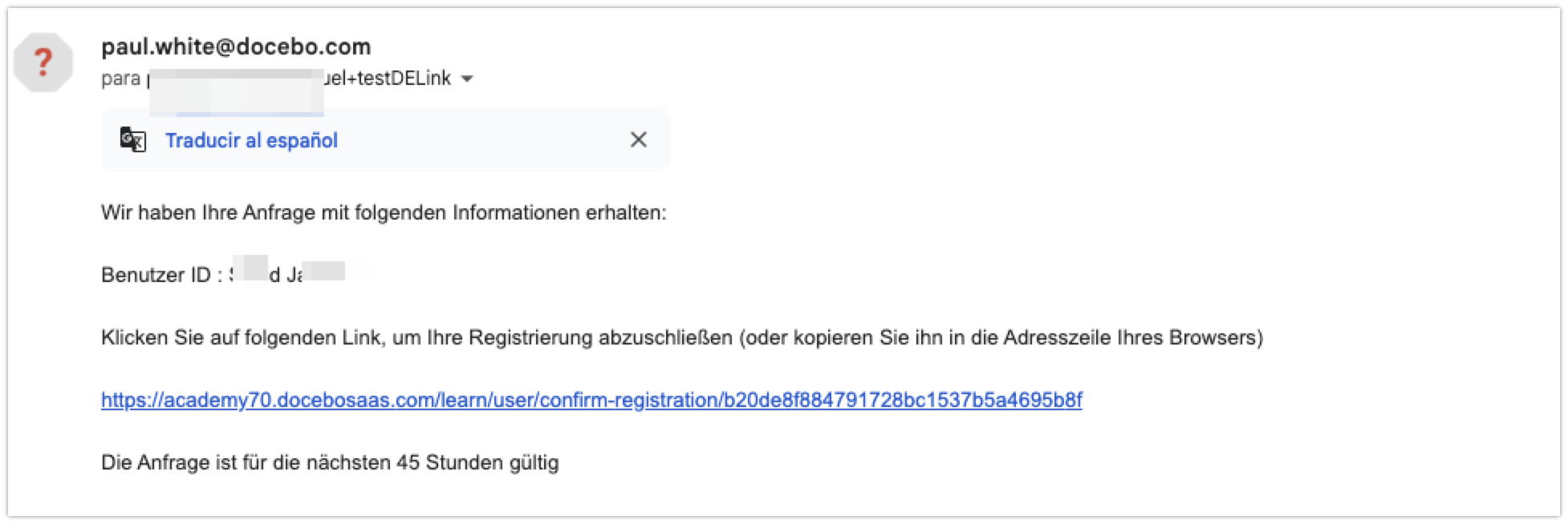 E-Mail mit nur Bestätigungslink