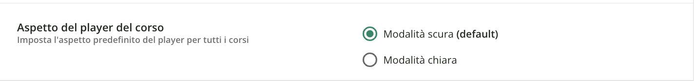 La gestione dell'aspetto del player del corso.