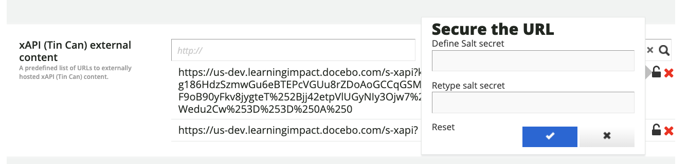Setting a salt secret for the external URL