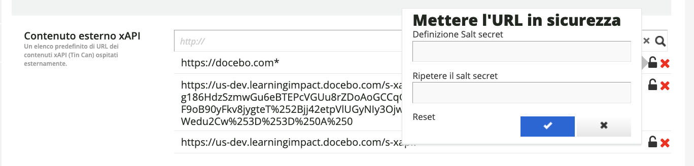 Definire un salt secret per l'URL