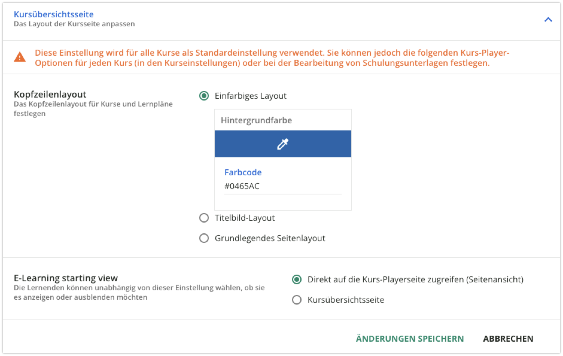 Kursübersichtsseite