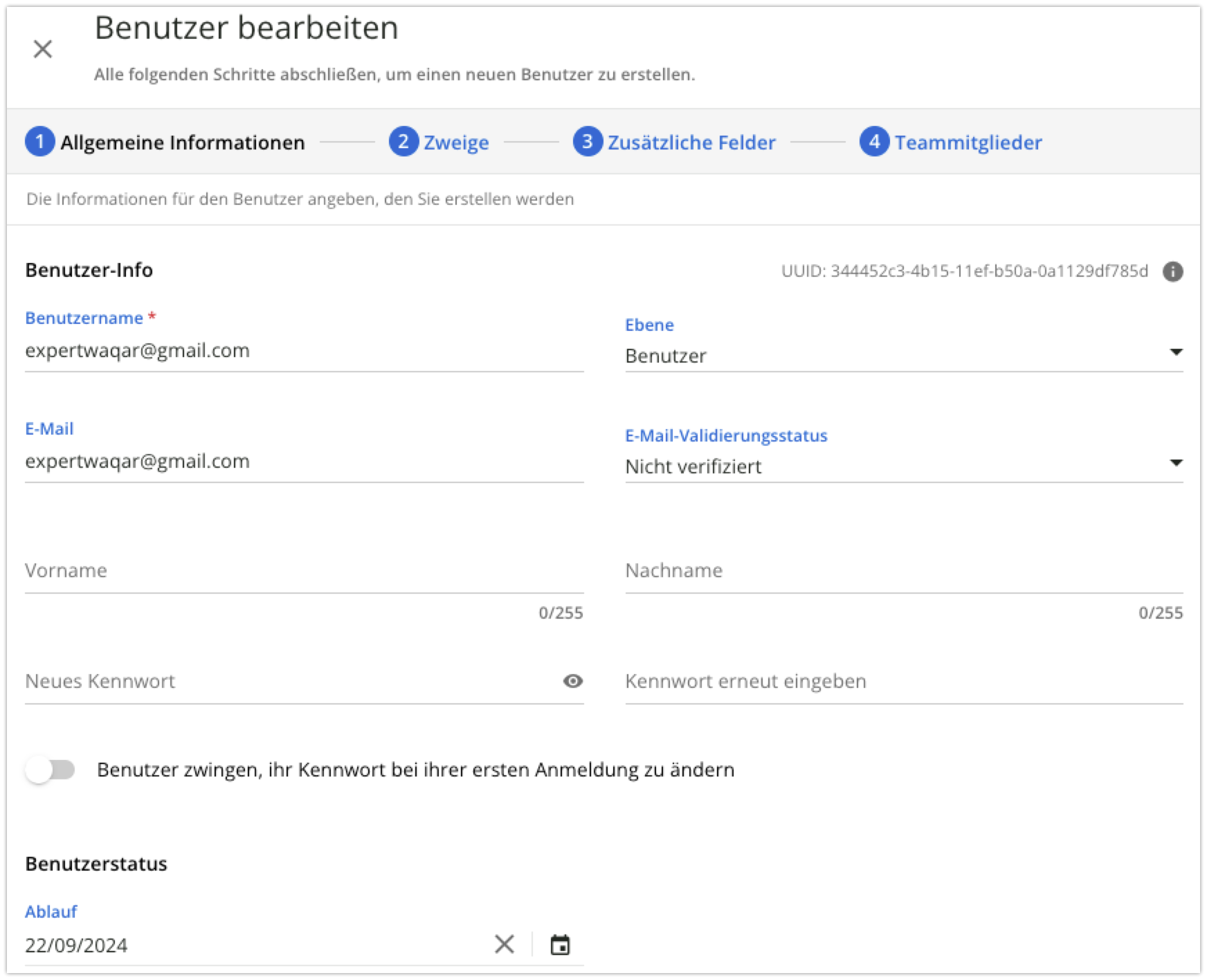 Ablaufdatum festlegen