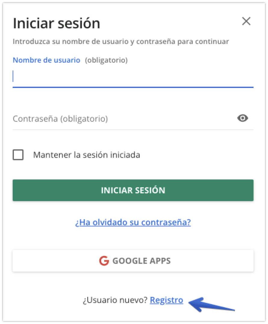 Formulario de inicio de sesión