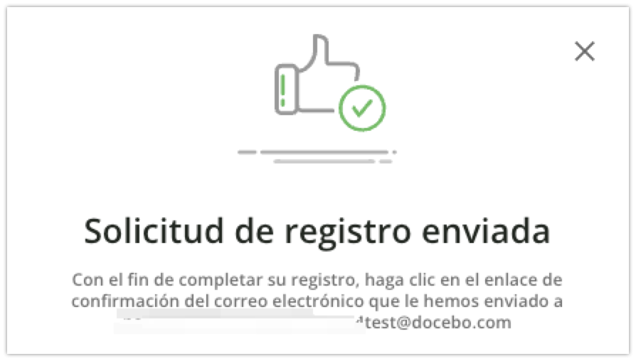 Notificación de solicitud de registro enviada