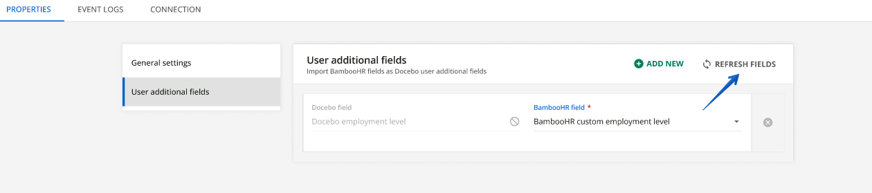 Using the Refresh Fields button