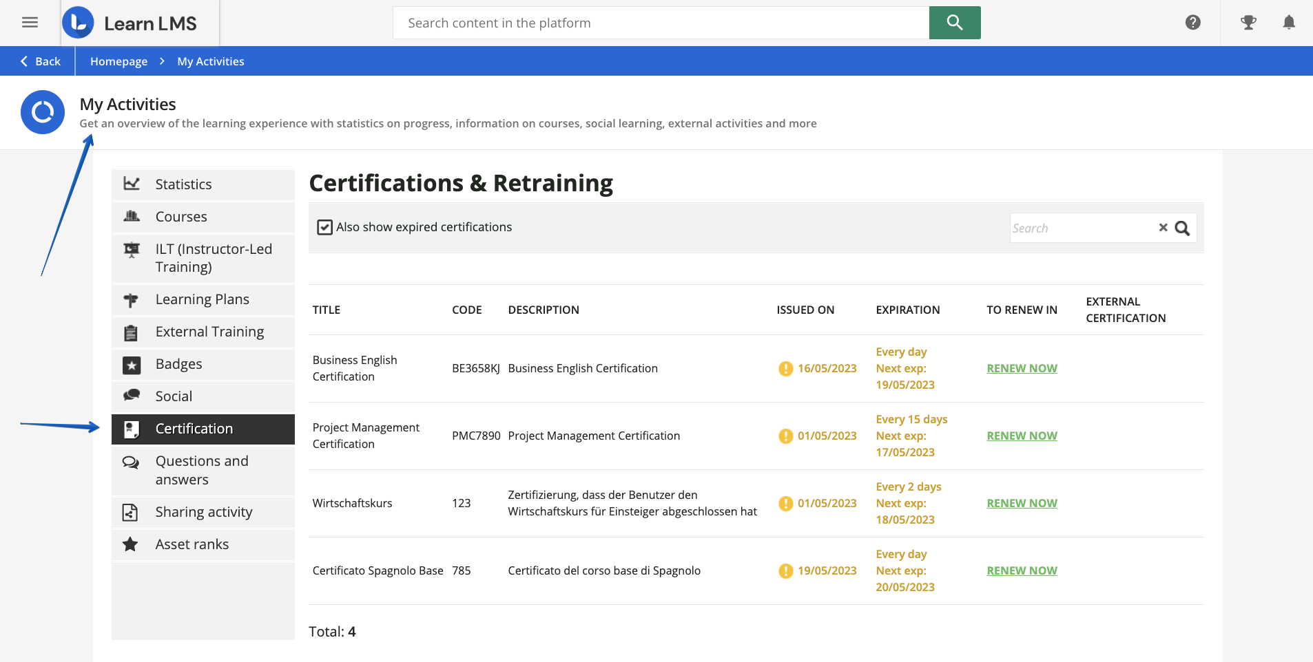 Checking certifications