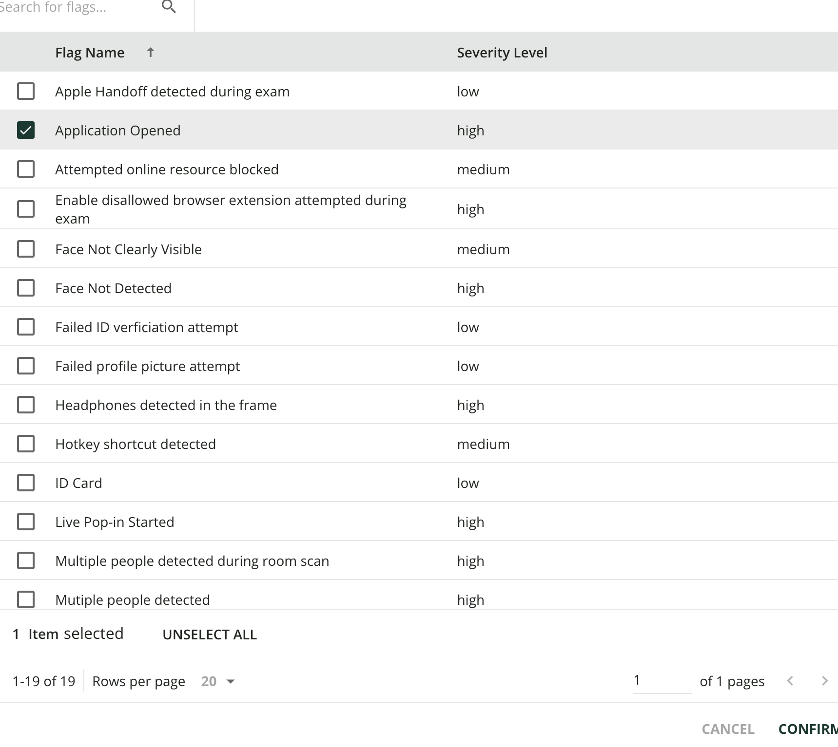 Selecting events to monitor