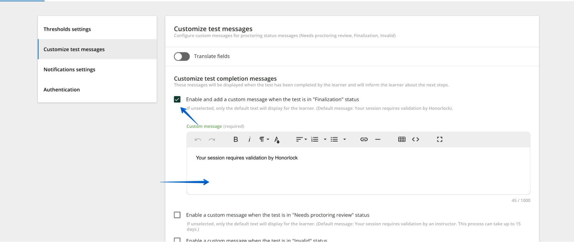 The message editor