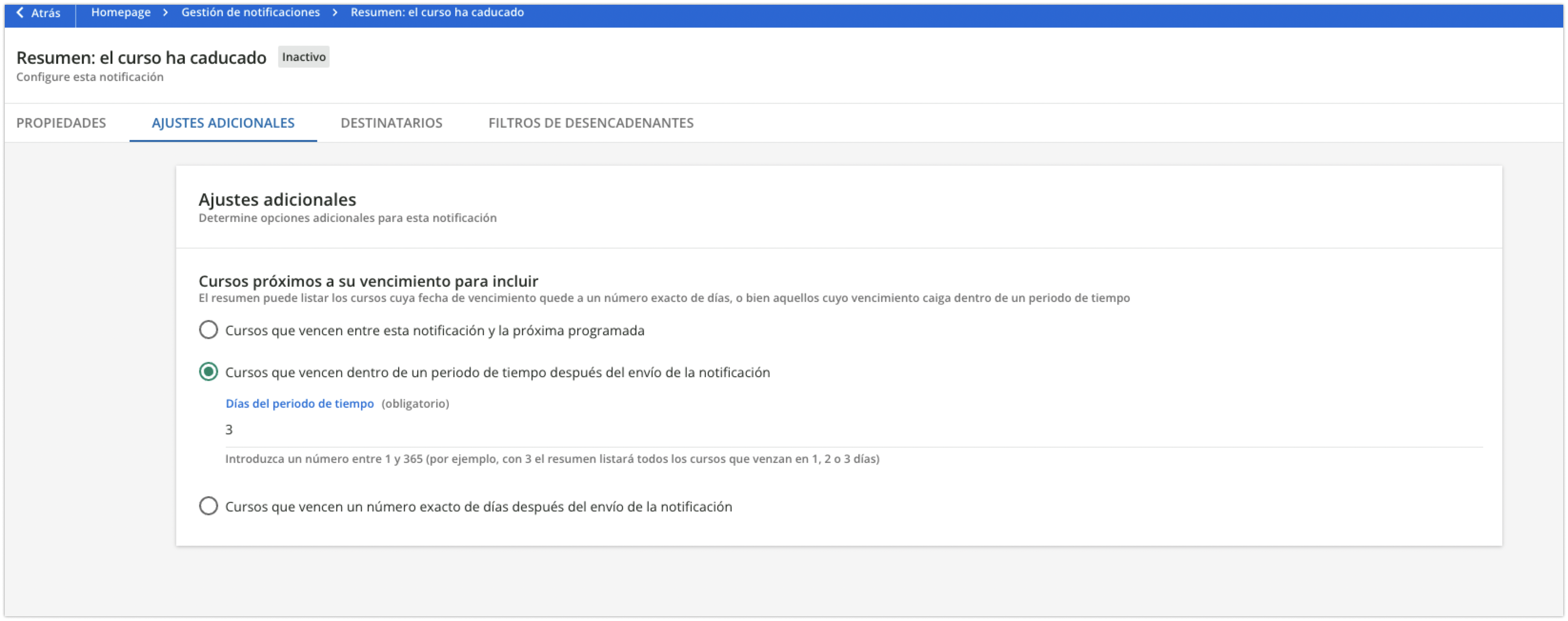 Pestaña Ajustes adicionales