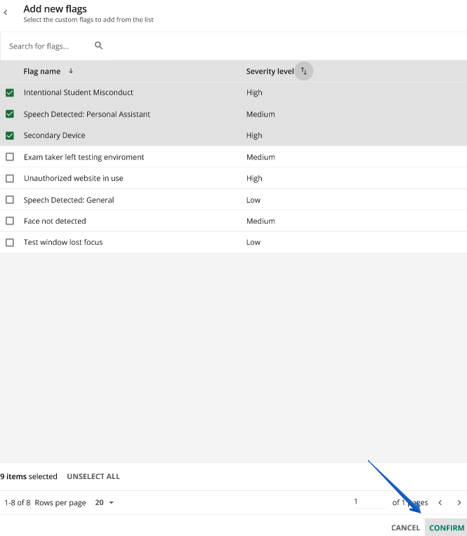 Choosing events to monitor