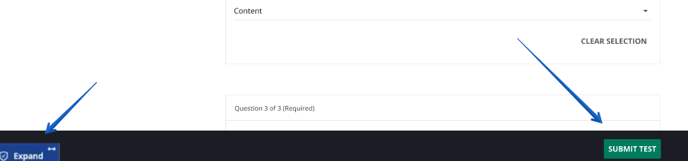 Finishing the test or asking for assistance