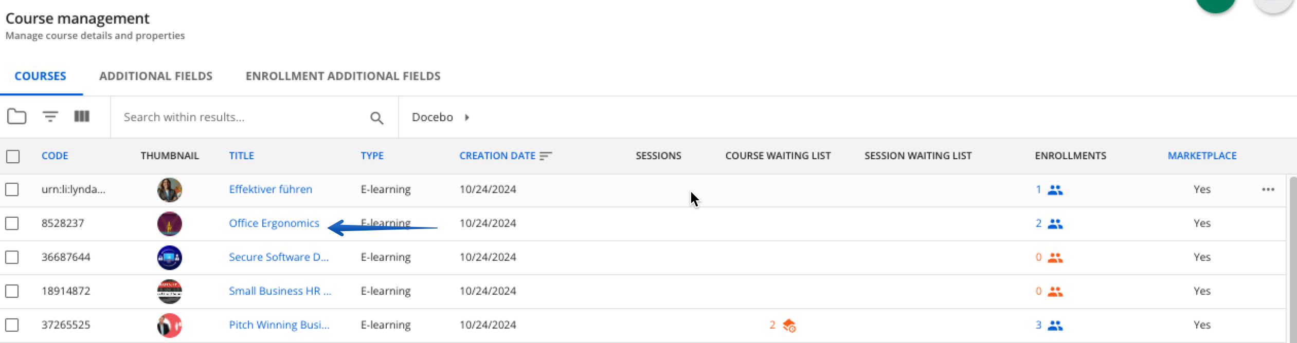 Select course