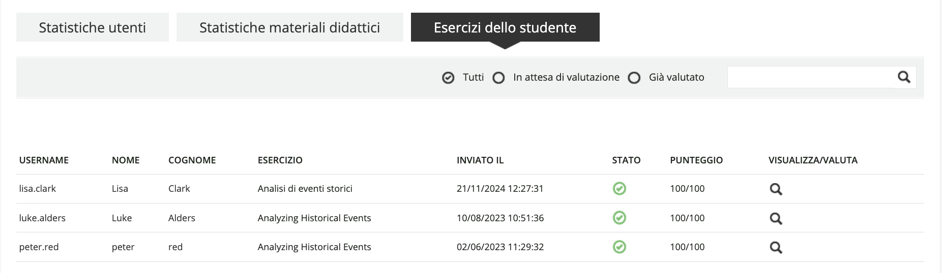 Scheda esercizi studente