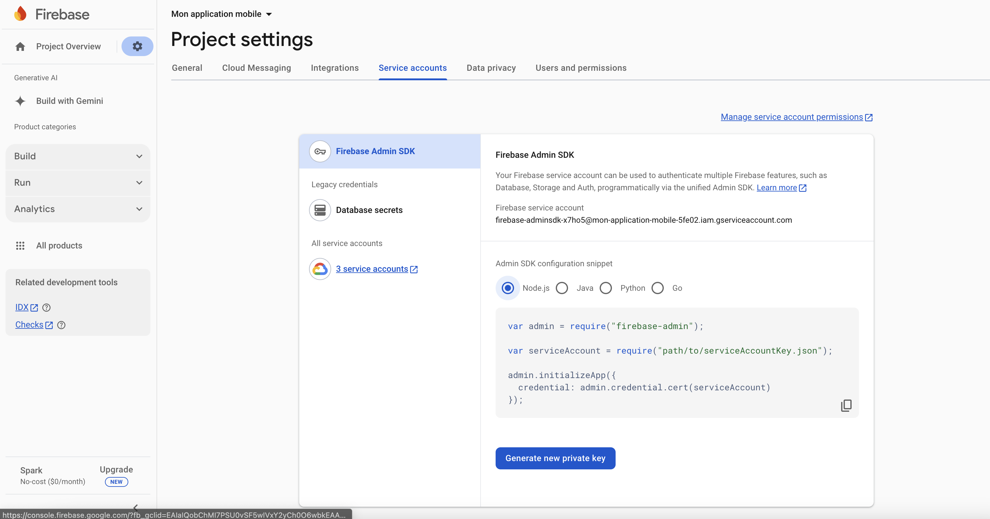 Générer une clé privée.