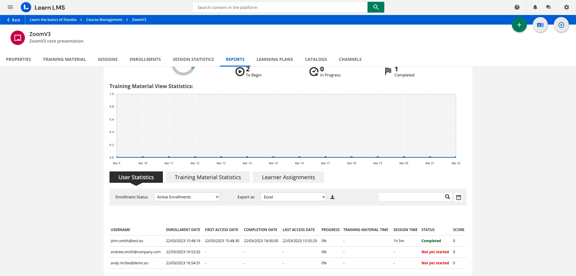 Viewing the Reports tab