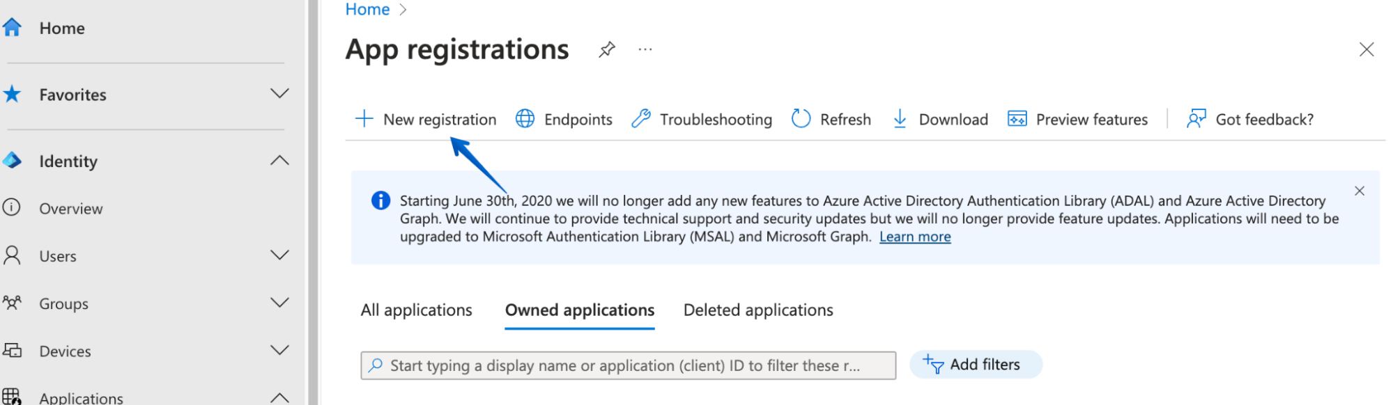 Sélectionner Nouvelle inscription