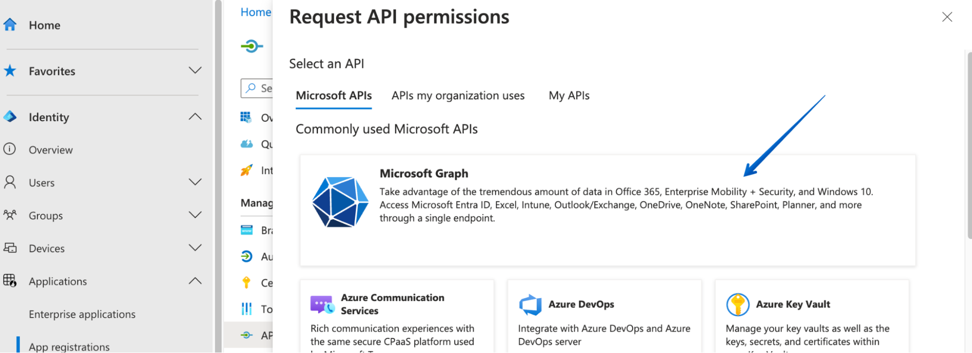 Cliquer sur Microsoft Graph