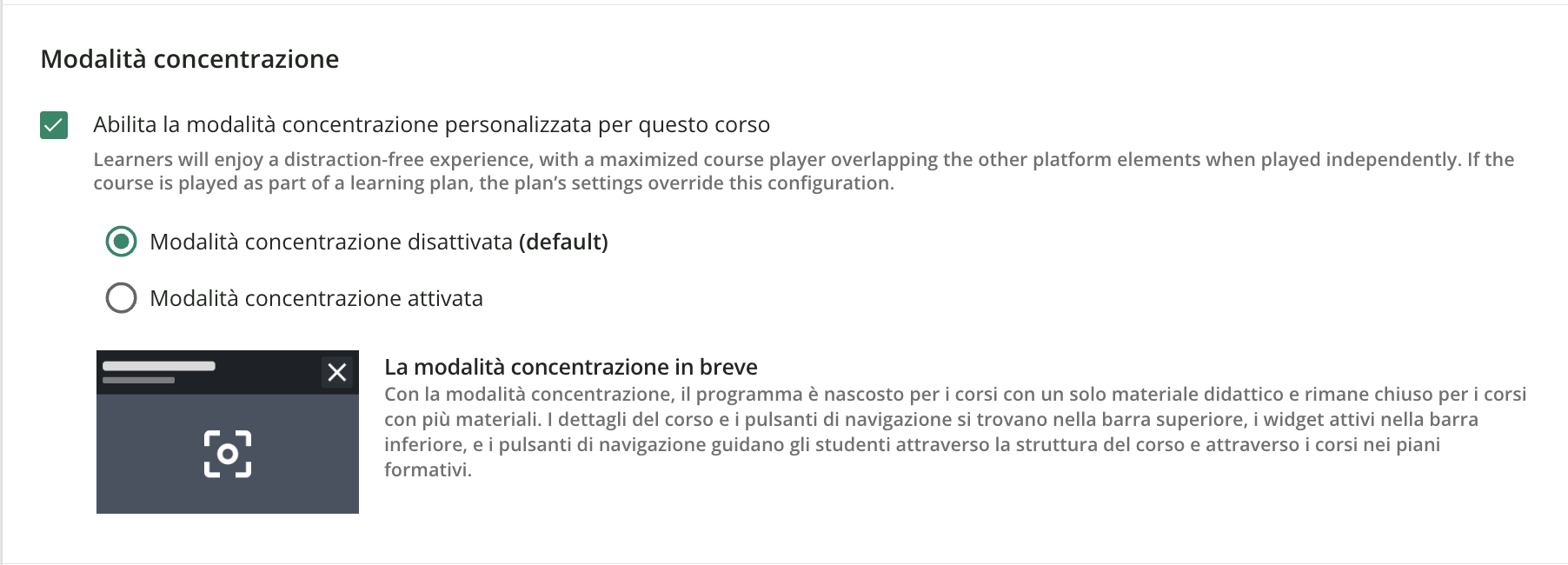 Modalità concentrazione