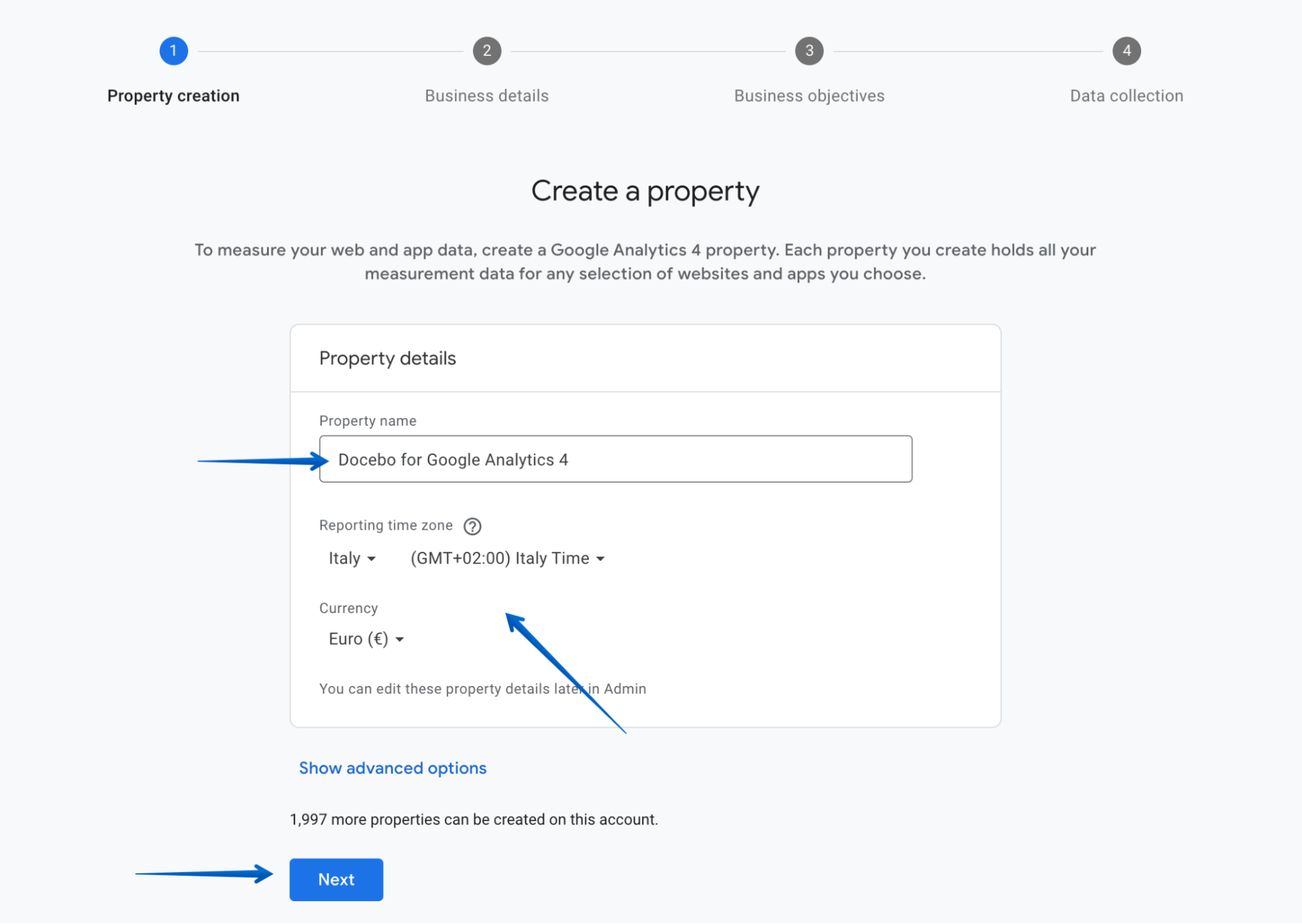 Naming the property