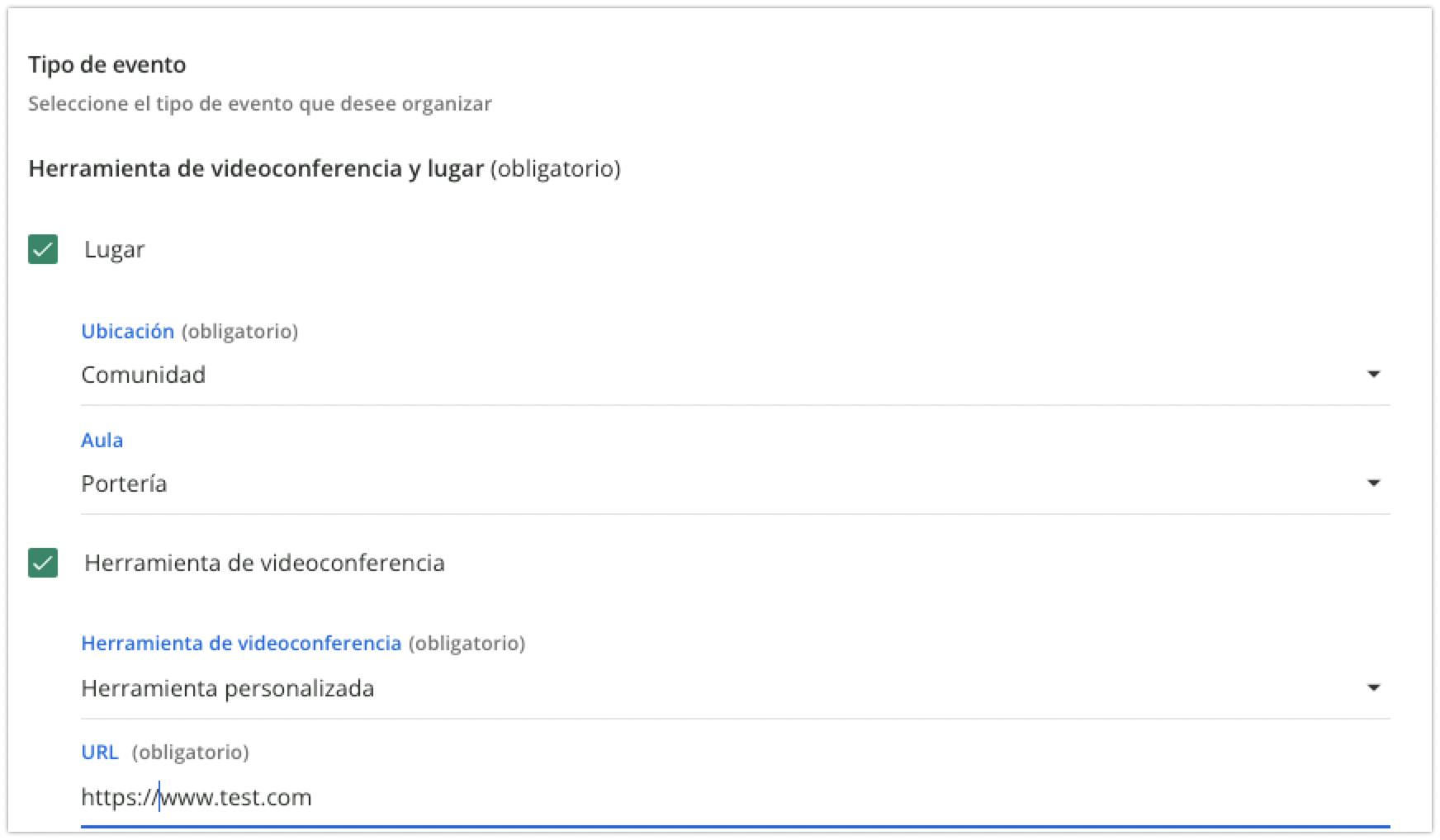 Tipos de eventos