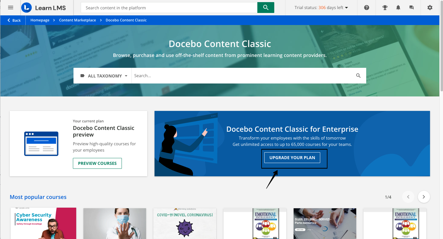 Purchasing content plans