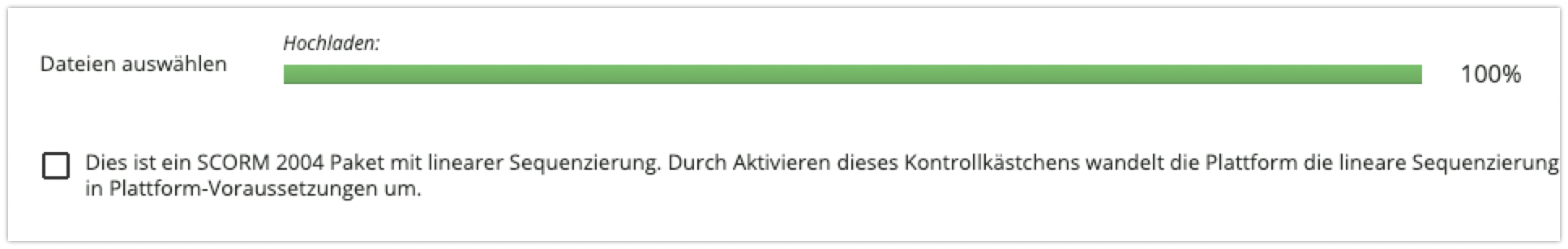 Hochgeladene SCORM-Schulungsunterlage
