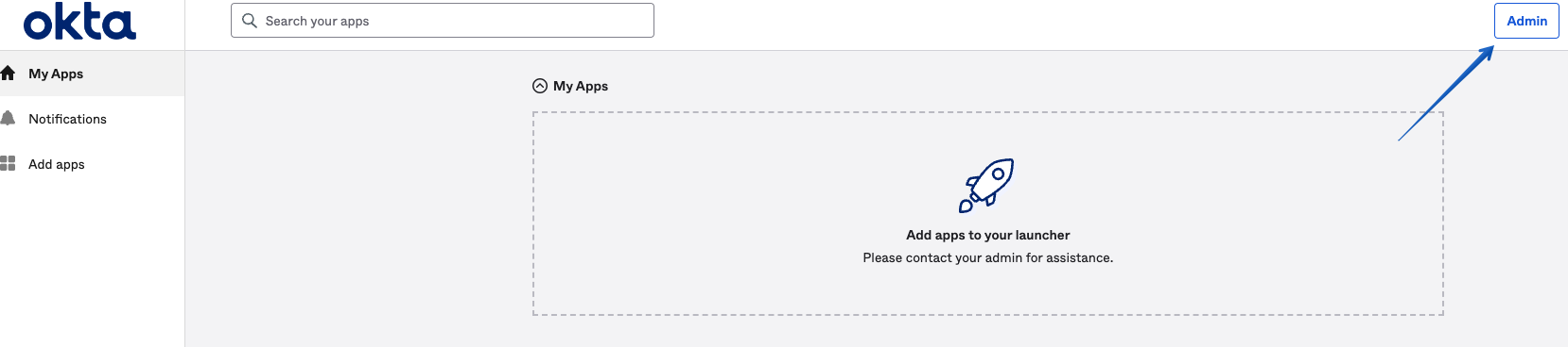 Okta admin button