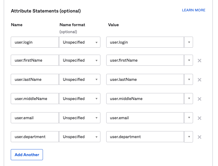 Attribute statements with additional fields