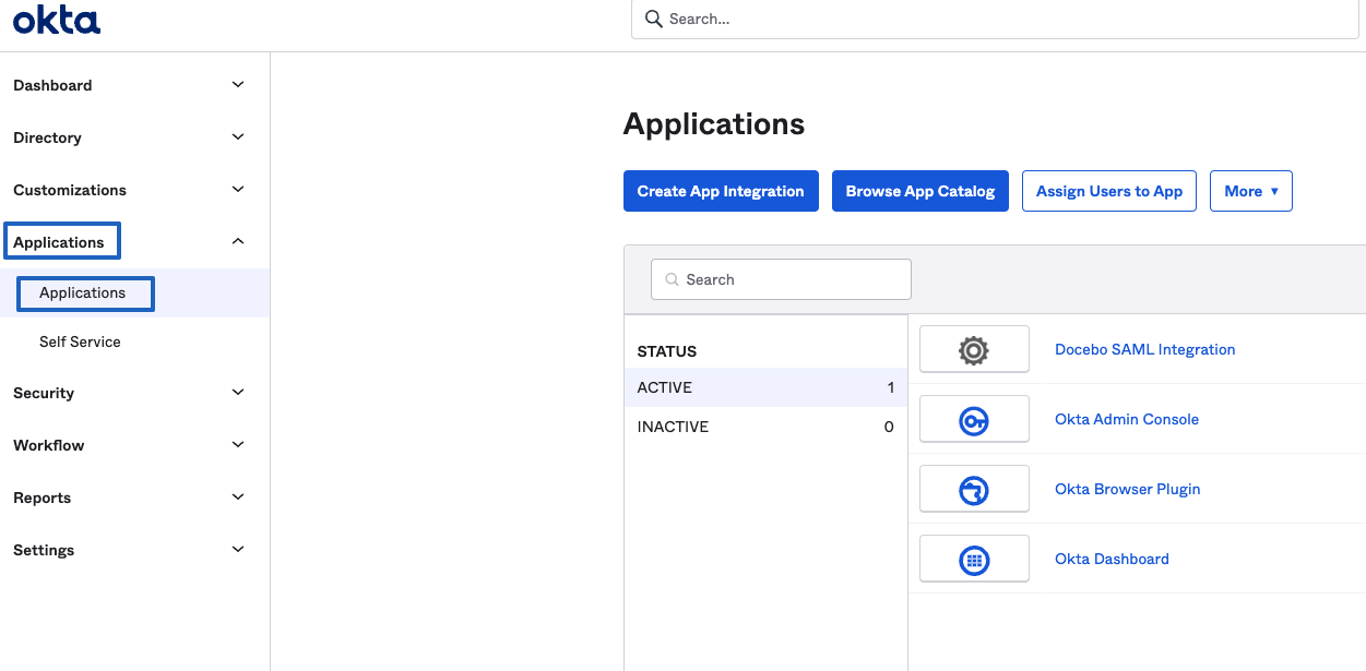 Applications menu