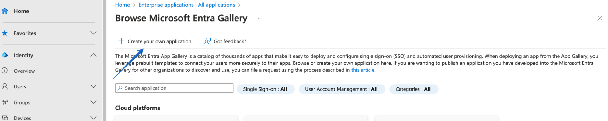 Pressing Create your own application