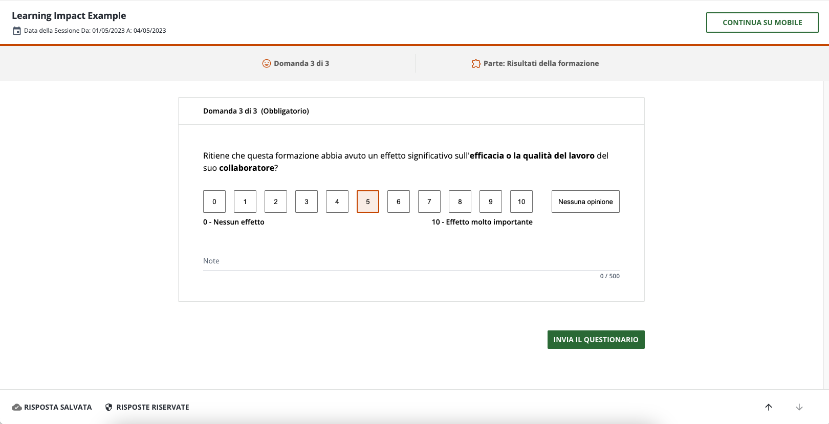 Il questionario del manager.