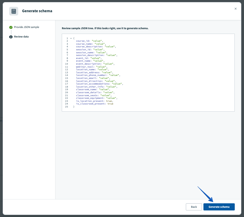 Generating the schema