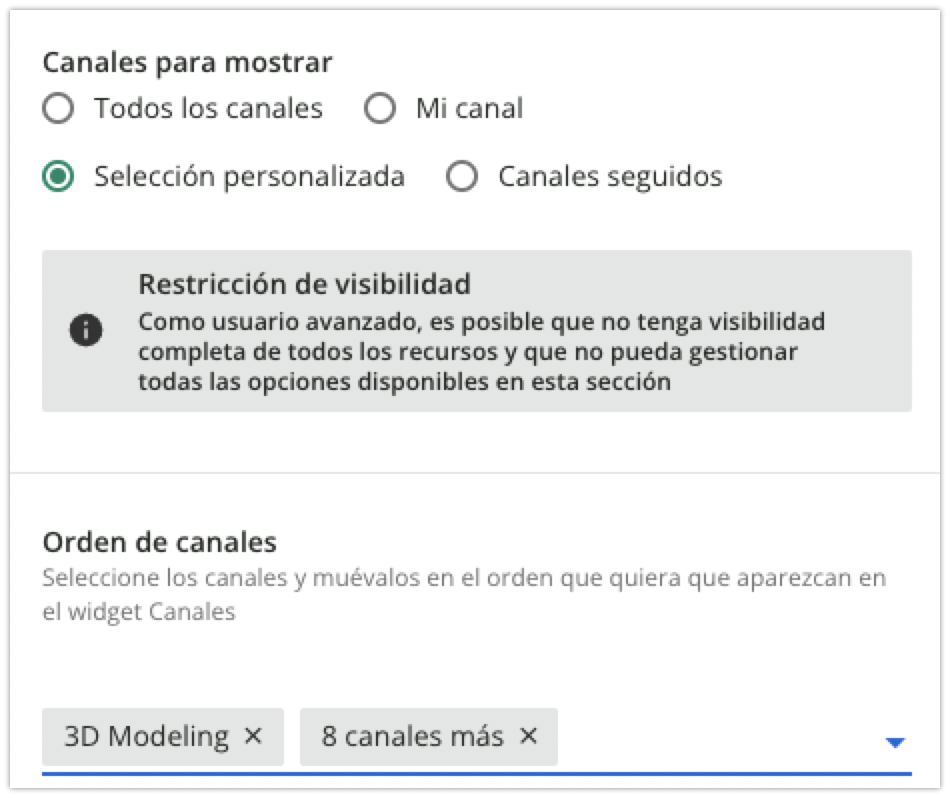 Canales para mostrar