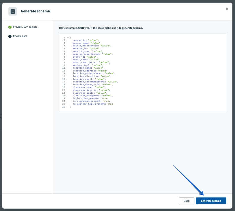 Generating the schema