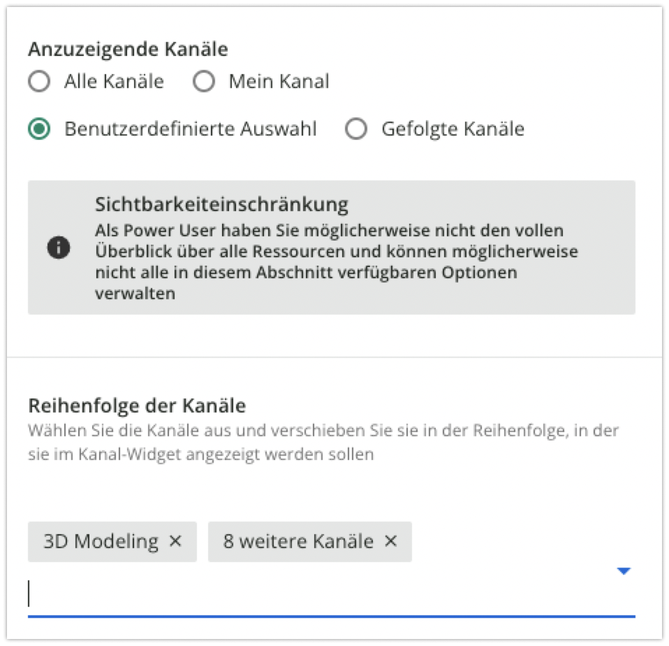 Widget Kanäle für Power User