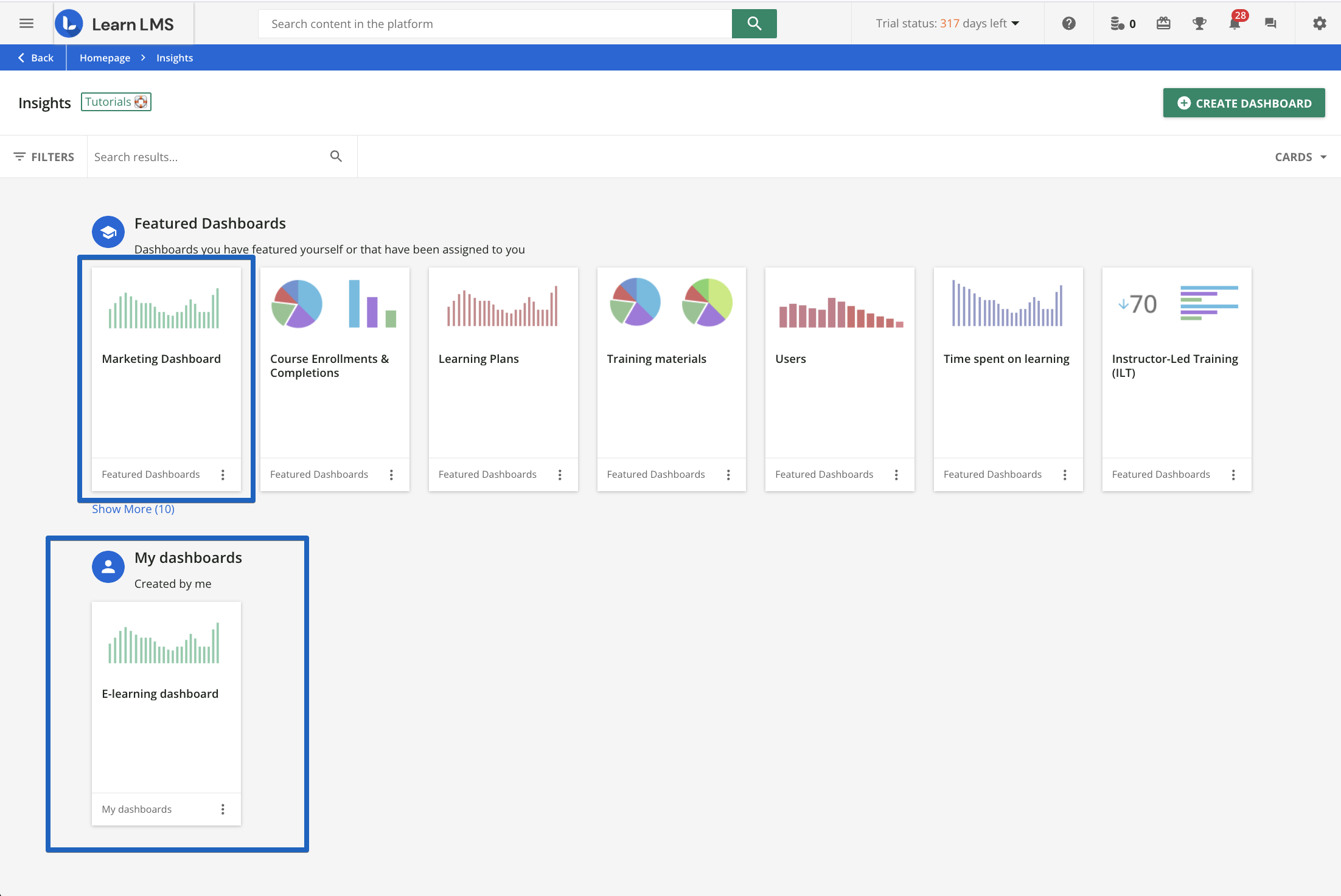 Custom dashboards
