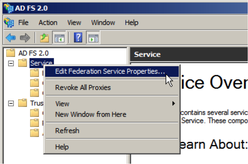 ADFS edit FS properties