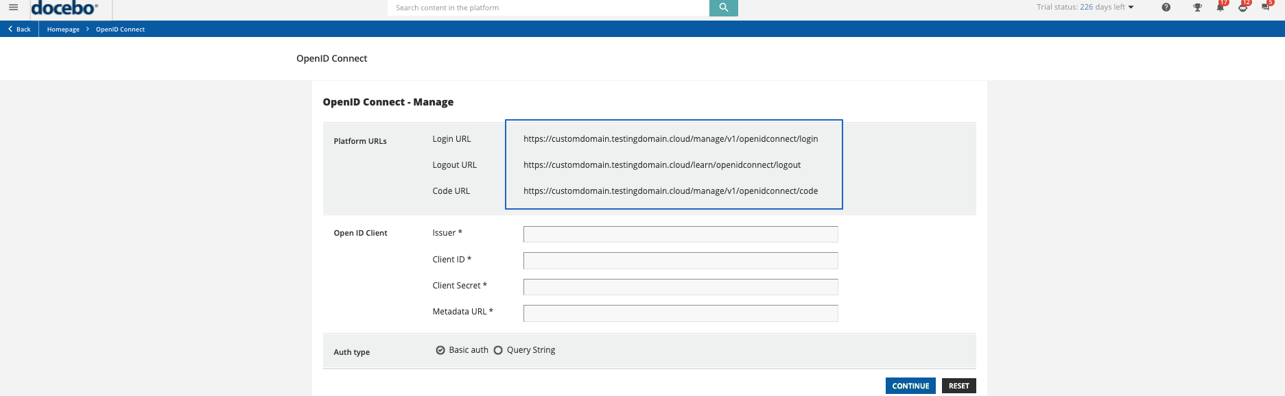 Docebo URLs