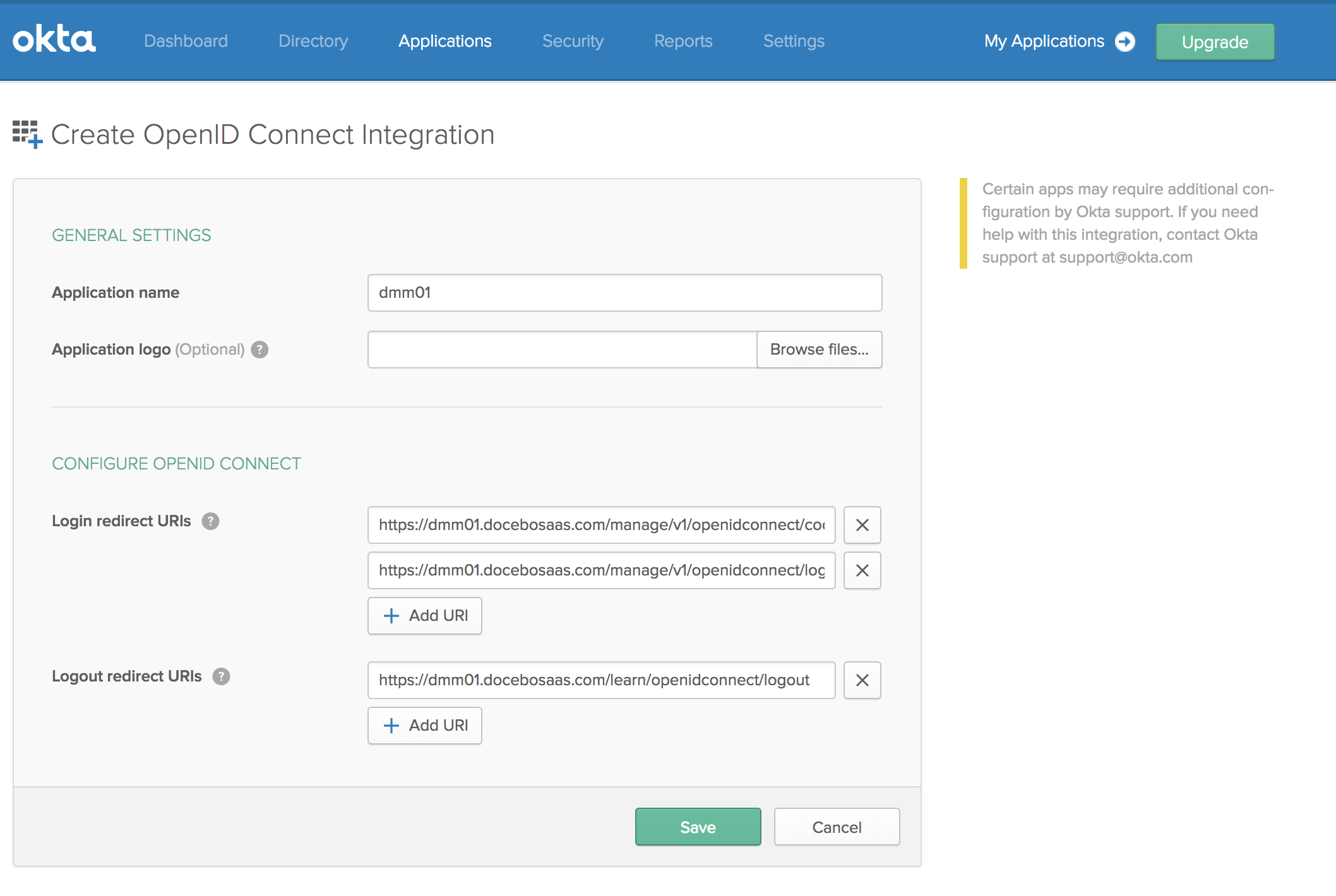 Integrating OKTA