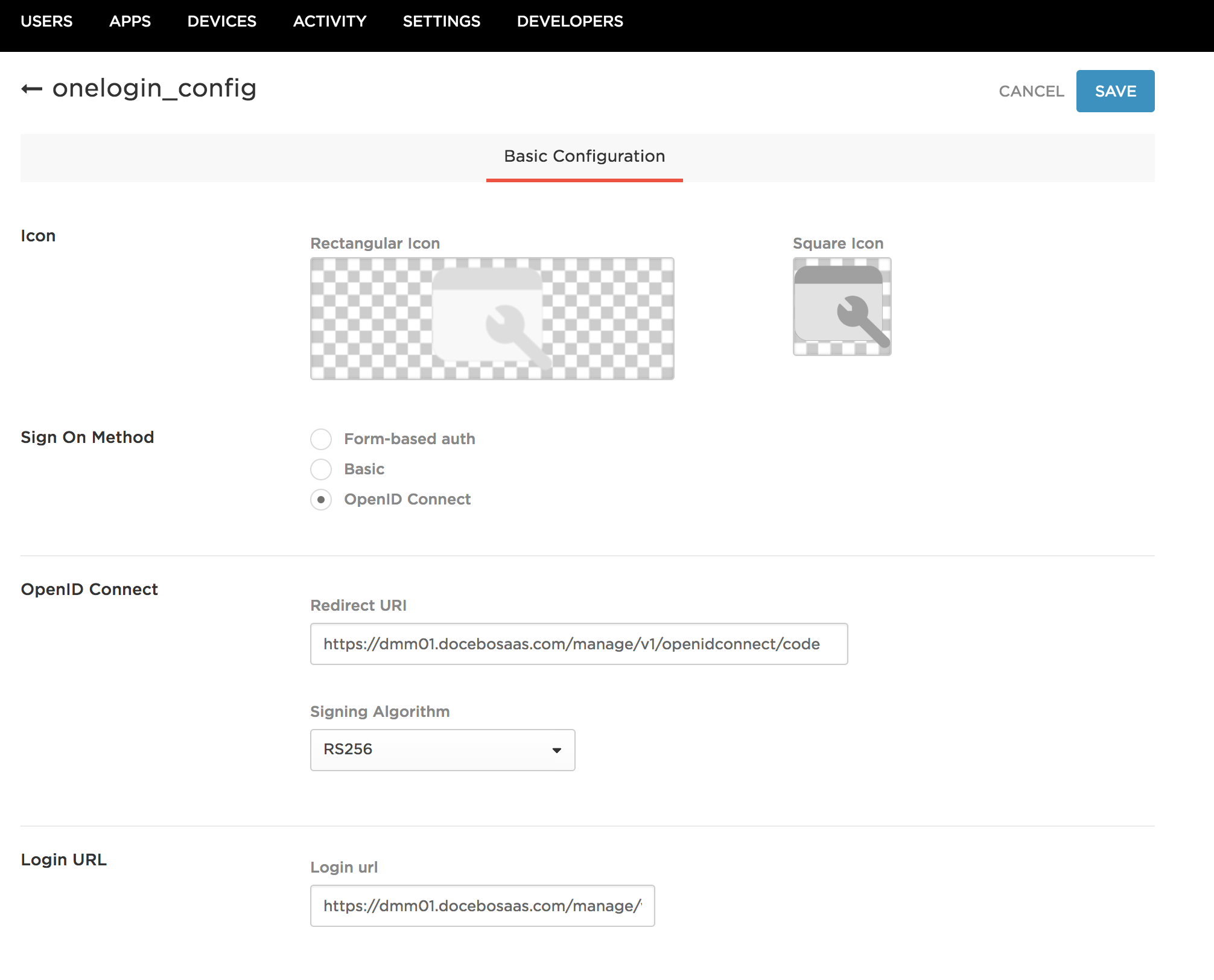 OneLogin Basic Configuration