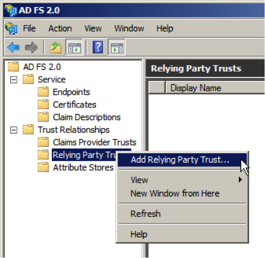 ADFS add relying party trust