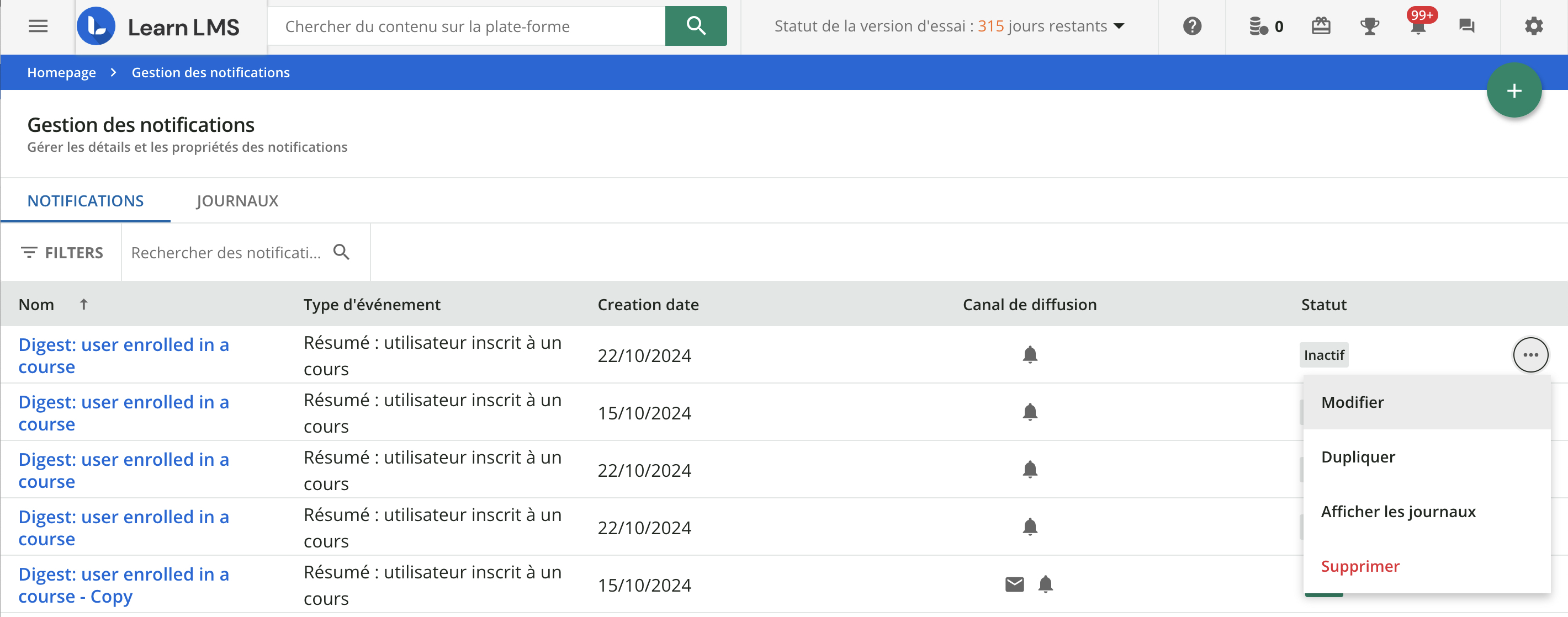 Consulter des détails sur une notification