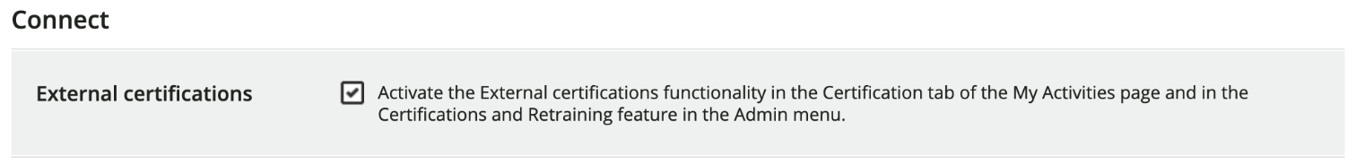 Activating external certifications