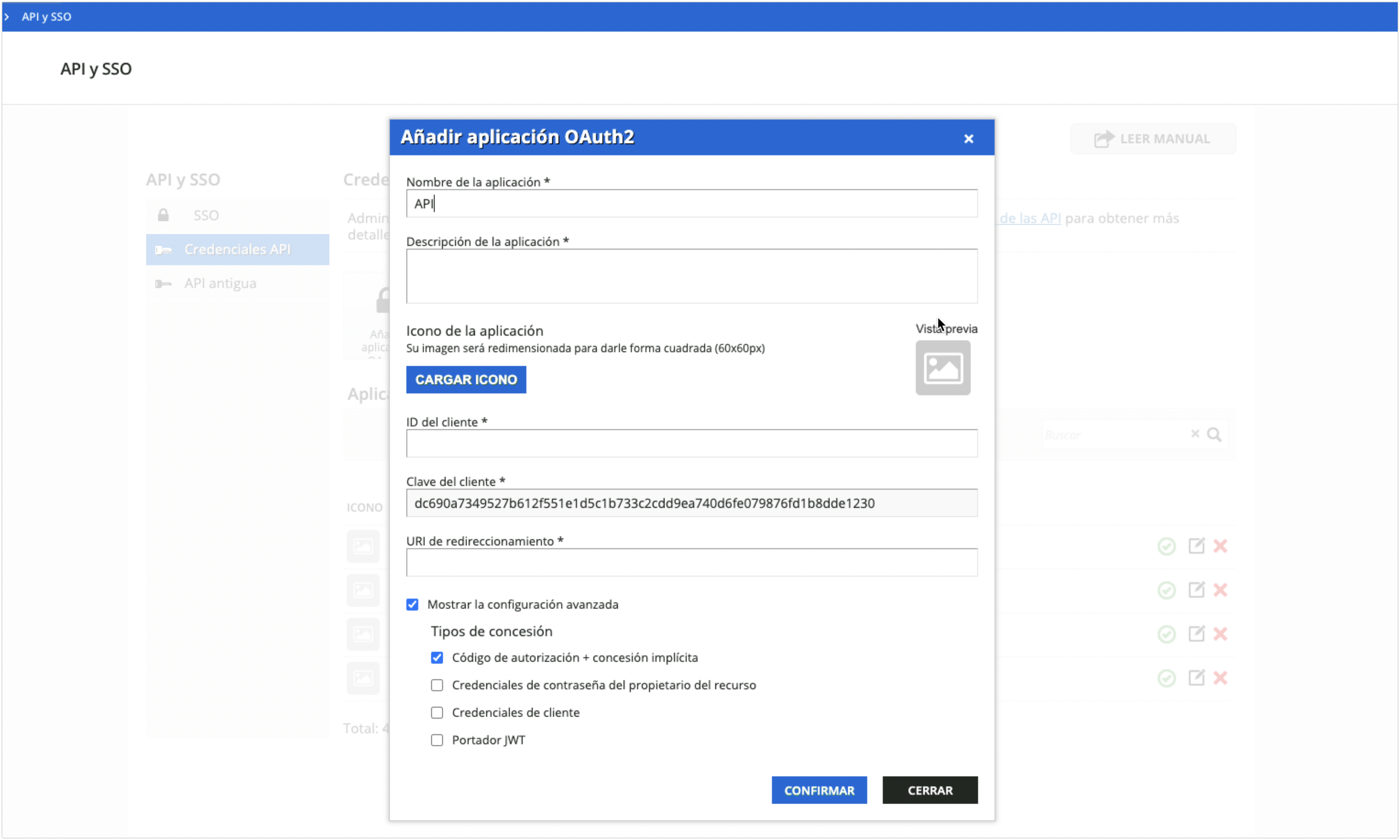 Adición de una aplicación OAuth2